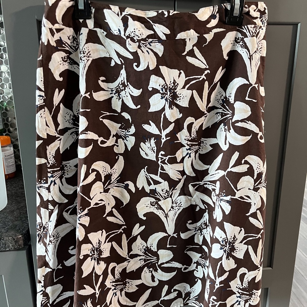Brown and white floral skirt